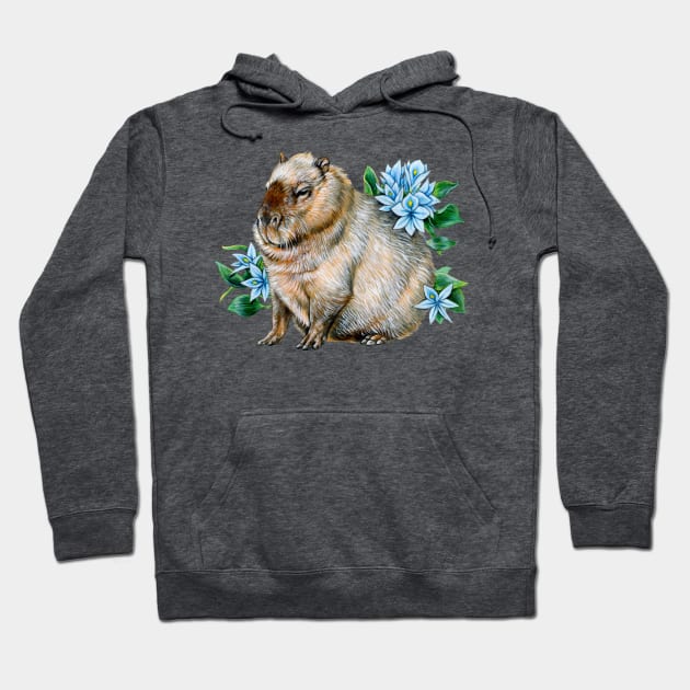 Capybara with Water Hyacinth Hoodie by Pip Tacla